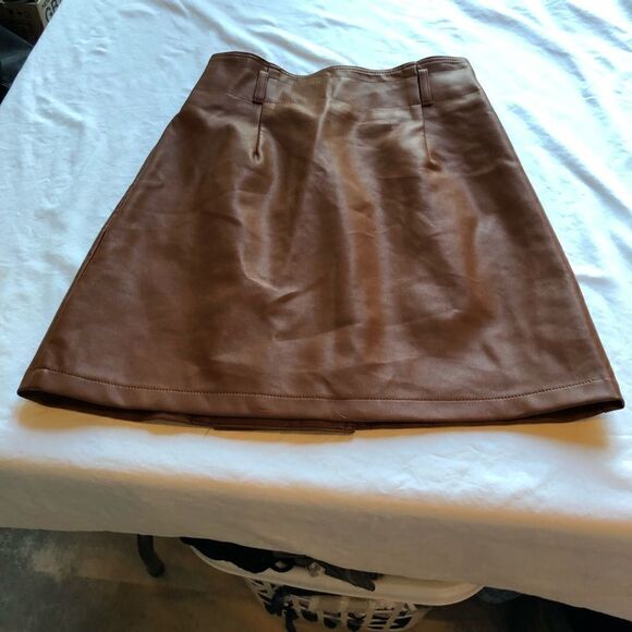 Forever 21 Skirt Faux Leather Brown Small - Picture 2 of 6